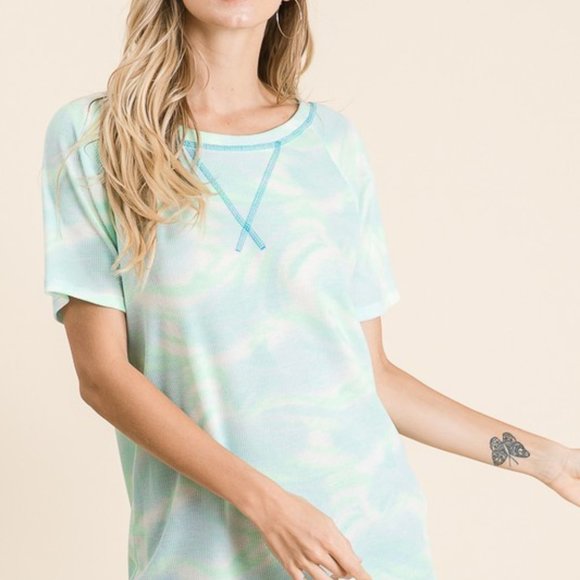 Waffle Knit Tie Die Tee NWT - Picture 2 of 5